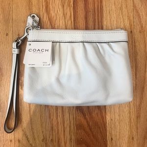 Coach pleated wristlet white- NWT
